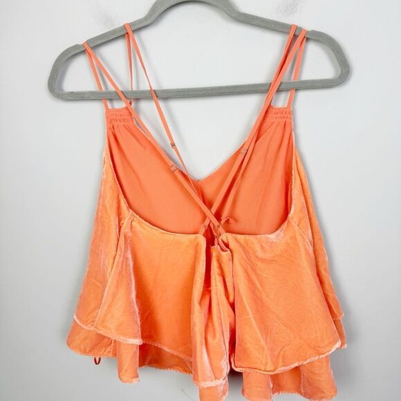 URBAN OUTFITTERS | NEW Ruby Orange Velvet Strappy Tiered Tank Top Women’s Size M - Picture 8 of 11